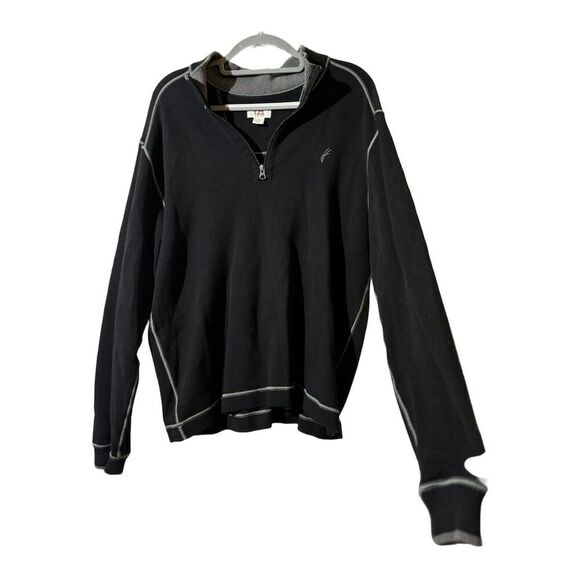 Cutter & Buck Mens Black 1/4 Zip Mock Neck Pullover Sweater L Casual Streetwear - Picture 2 of 8